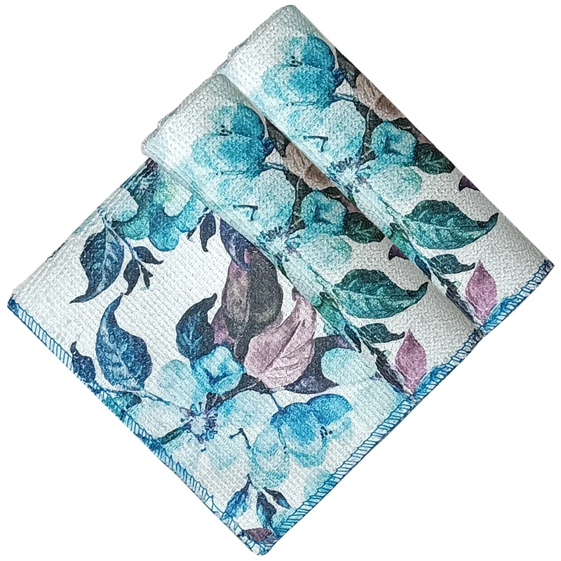 دستمال آشپزخانه بی تی مدل رز آبی کد 25x254 بسته 2 عددی