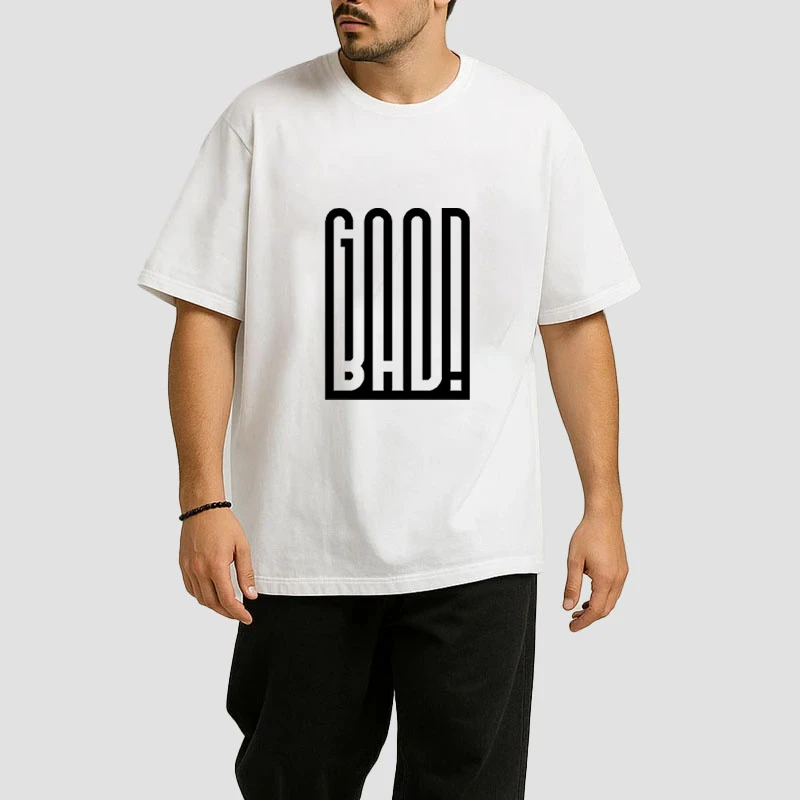 تی شرت مردانه آستین سه ربع پنبه دورو مدل good bad