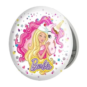 آینه جیبی خندالو طرح عروسک باربی مدل تاشو کد 24628 