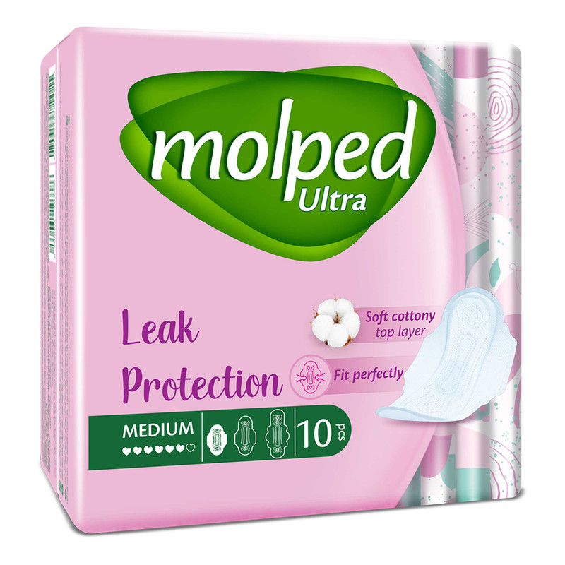 نوار بهداشتی مولپد مدل اولترا سایز متوسط بسته 10 عددی