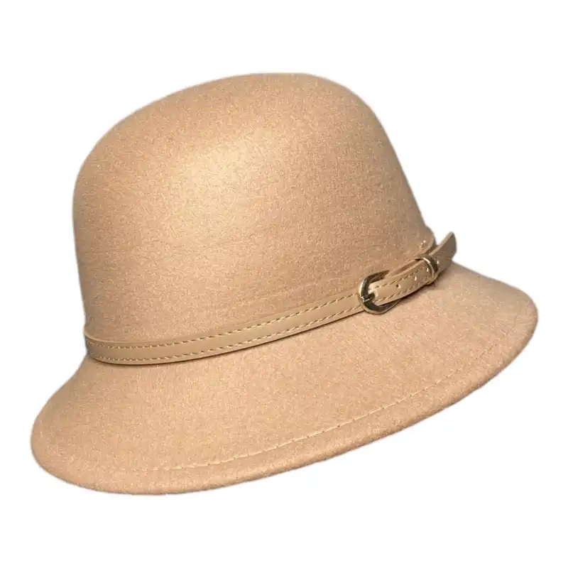 کلاه زنانه مدل شهرزادی لبه کوتاه کمربند چرمی 01