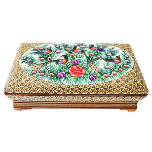 جعبه کارد و چنگال خاتم کاری مدل نقاشی گل و مرغ برجسته