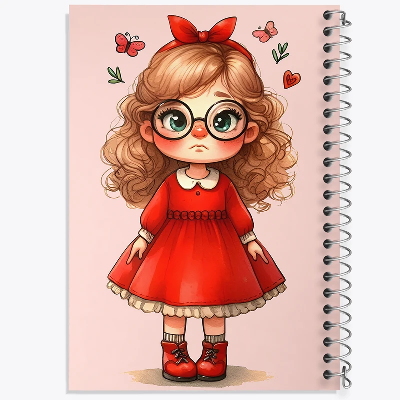 دفتر مشق 100 برگ خندالو طرح دخترانه کیوت کد F5418