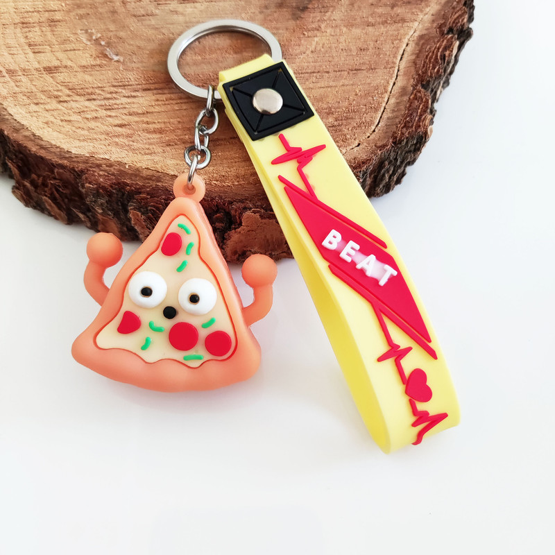 جاکلیدی مدل سیلیکونی طرح فست فود پیتزا و همبرگر مجموعه 4 عددی