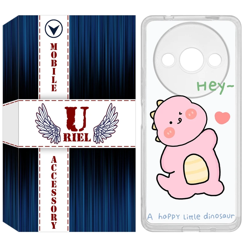کاور یوریل مدل Clear کد 26 طرح دایناسور صورتی مناسب برای گوشی موبایل شیائومی Redmi A3 / A3x
