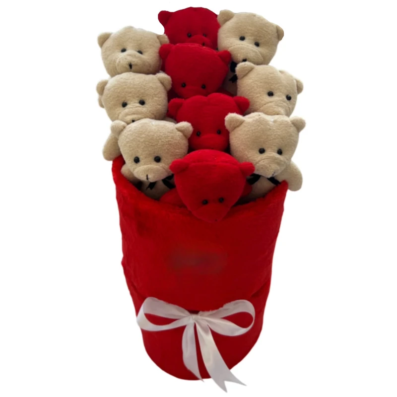 عروسک مدل دسته گل بوکت تدی ارتفاع 34 سانتی متر