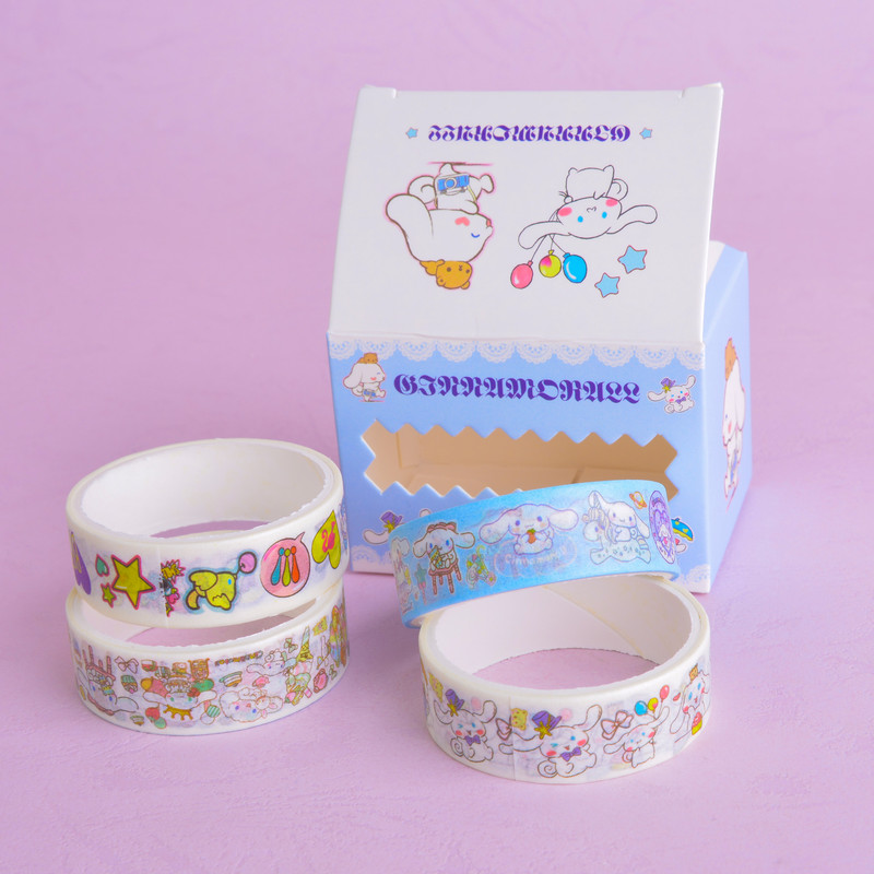 چسب نواری مدل واشی طرح ملودی و دوستان عرض 1.5 سانتی متر بسته 4 عددی