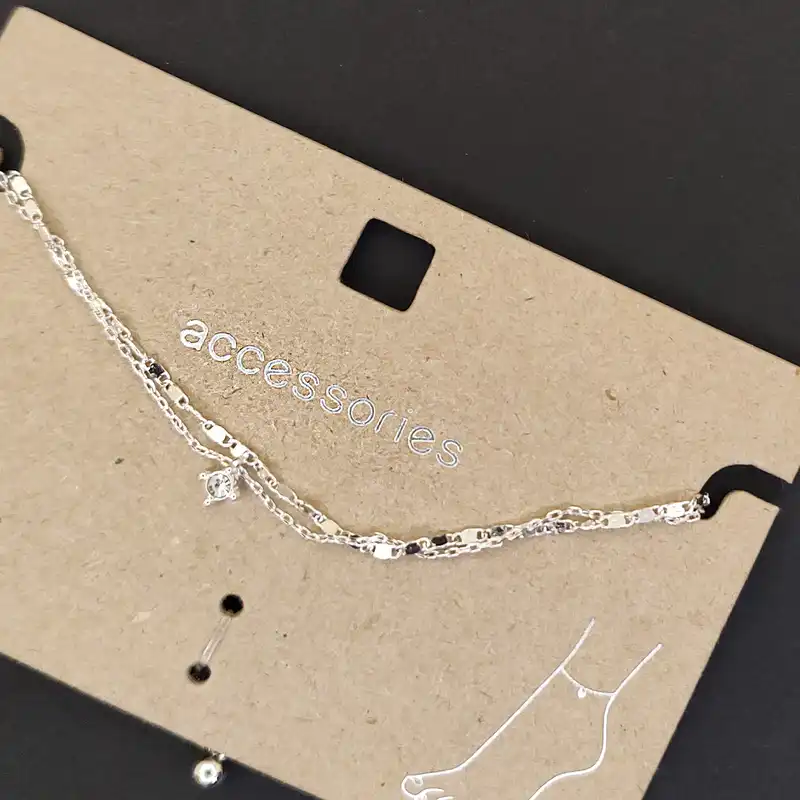 پابند زنانه اکسسورایز مدل دو لاین نگین آویز