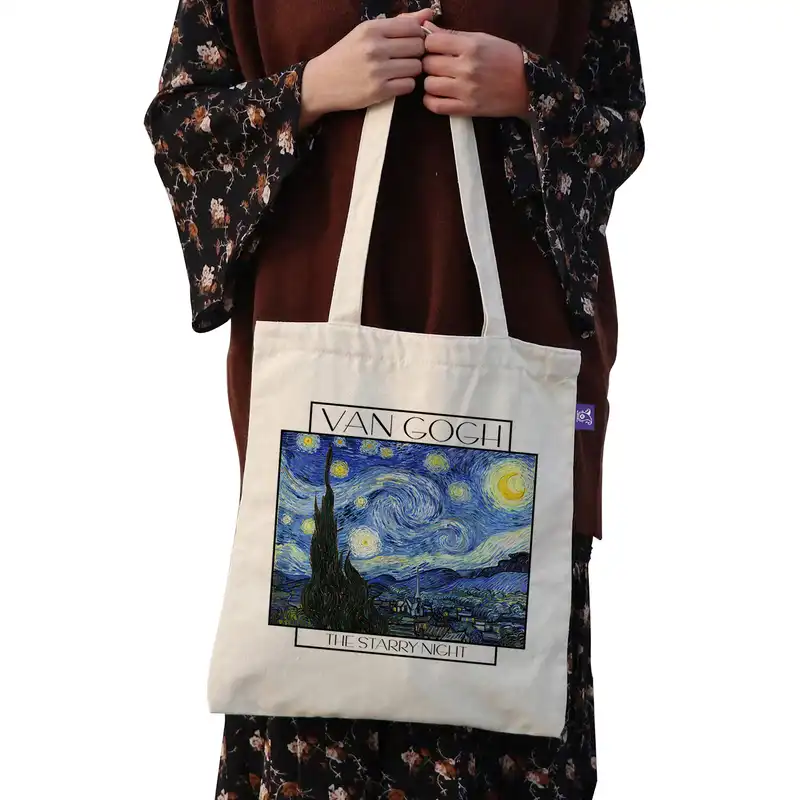ساک خرید ترمه طراحان ایده مدل شب ستاره ای از ونگوگ کد art010 - L