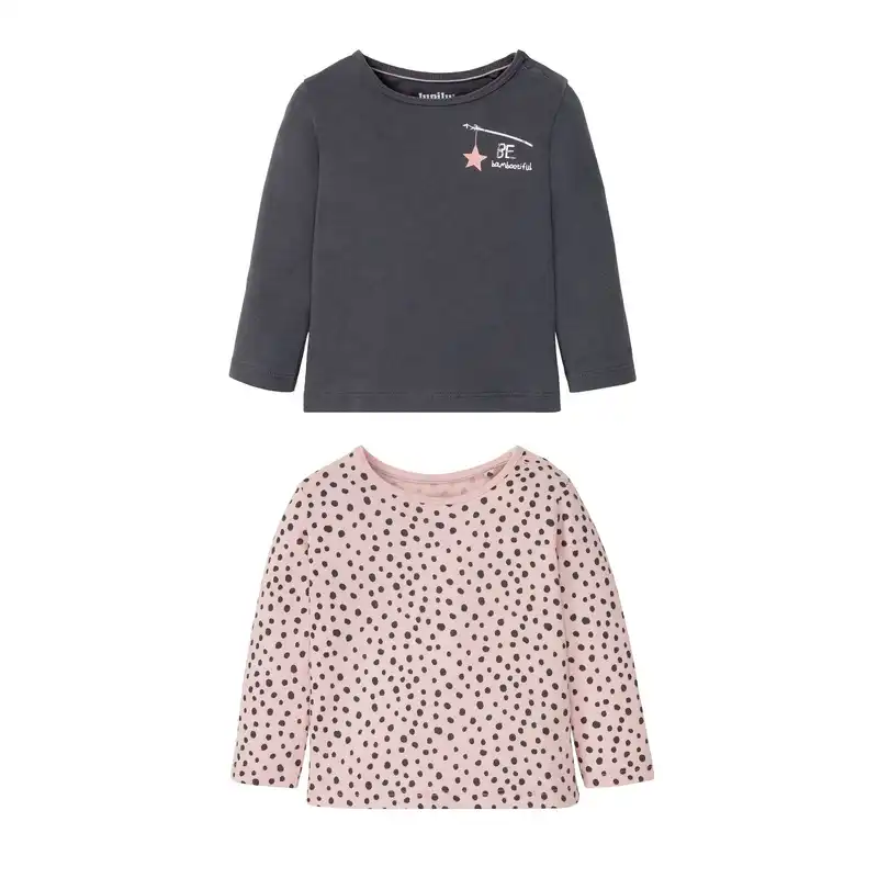 تی شرت آستین بلند نوزادی لوپیلو مدل پنبه ای کد 8104067 مجموعه دو عددی