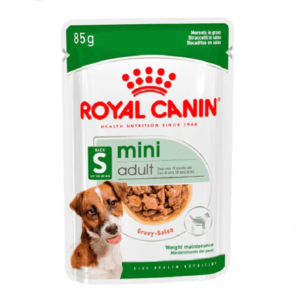 پوچ سگ رویال کنین مدل مینی ادالت طعم مرغ وزن 85 گرم بسته 12 عددی