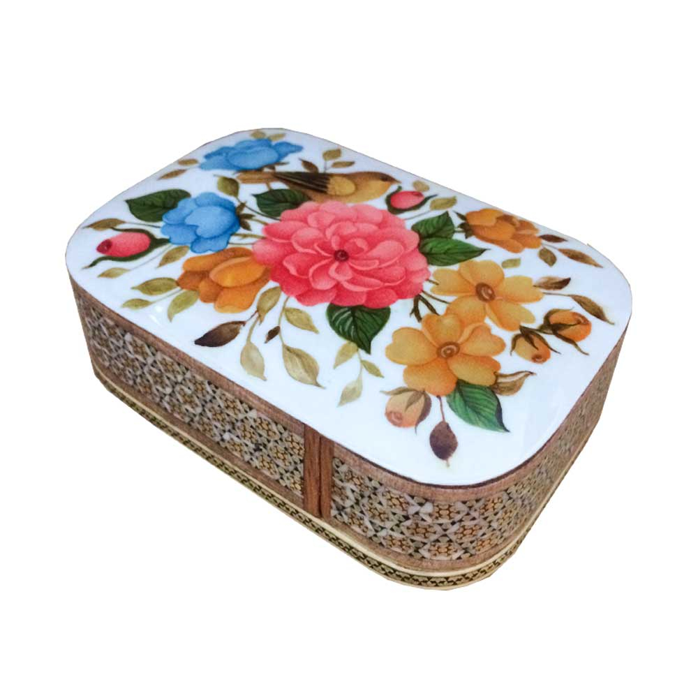 جا کارتی خاتم کاری طرح گل و مرغ کد B 286