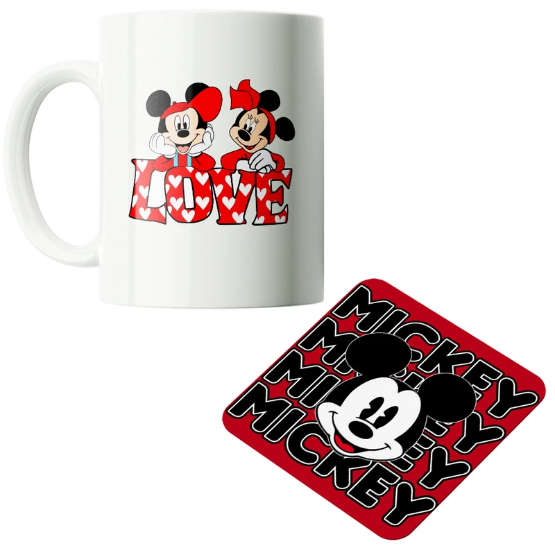 ماگ پاد آفرین مدل کارتونی میکی موس کیوت فانتزی بامزه کد PZ347 به همراه زیرلیوانی