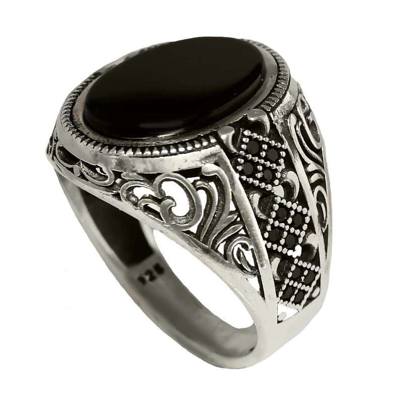 انگشتر نقره مردانه مدل عقیق اسپرت MS9020