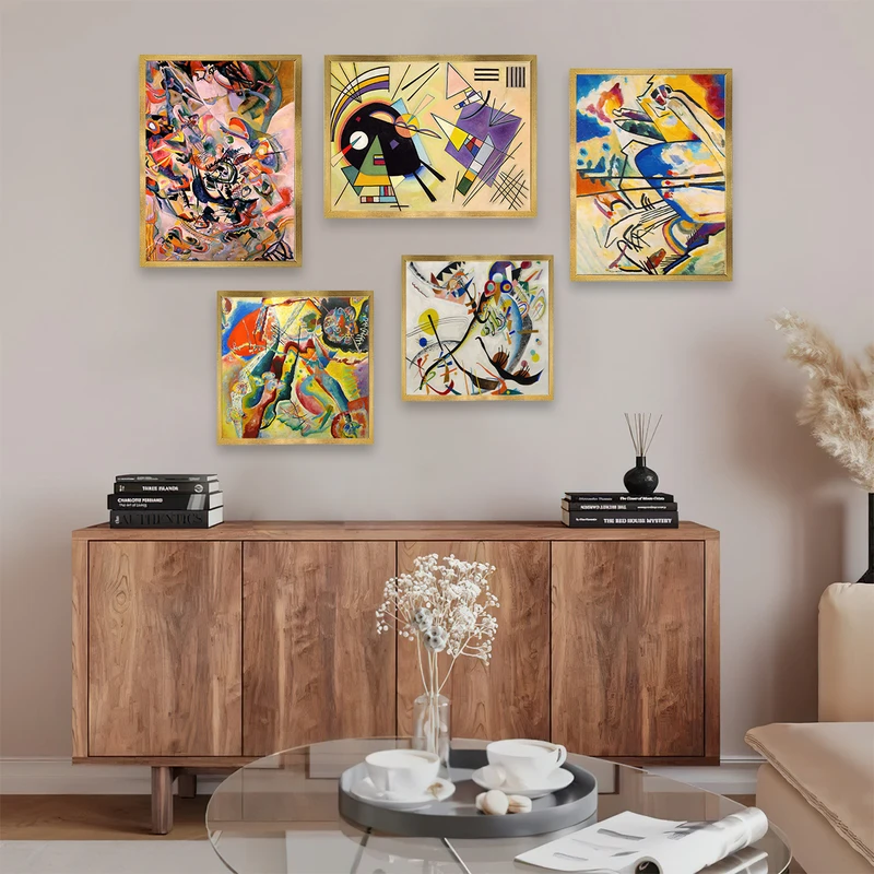 تابلو بکلیت طرح نقاشی مدرن مدل شاین اکلیلی T-681 مجموعه 5 عددی
