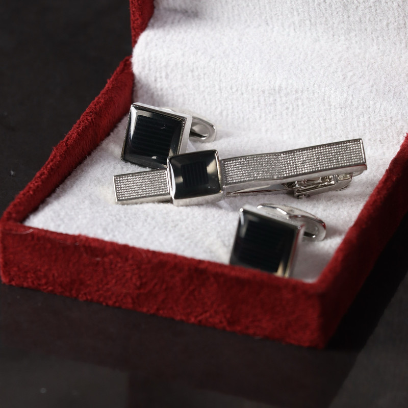 ست دکمه سردست و گیره کراوات مردانه نسن مدل S15