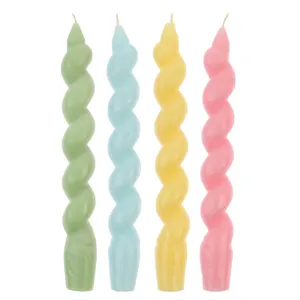 Set of 4 Twisted Taper Candles - Elegant Spiral Design