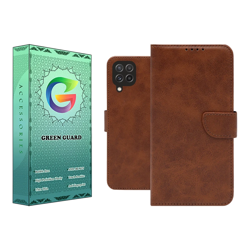 کیف کلاسوری گرین گارد مدل چرمی مگنتی کد Brown-GB01 مناسب برای گوشی موبایل سامسونگ Galaxy A22 4G