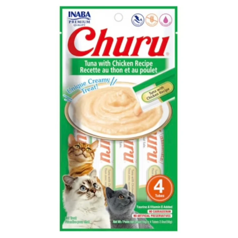 تشویقی گربه اینابا مدل بستنی طعم ماهی و مرغ ۵۶ گرم