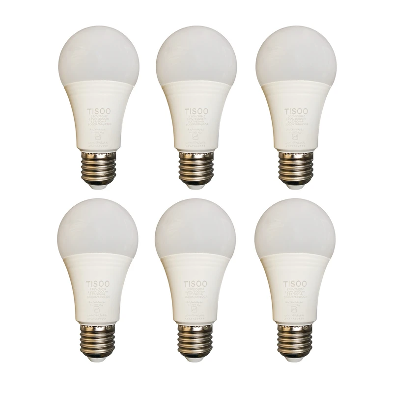 لامپ 12 وات تی سو مدل حبابی پایه E27 بسته 6 عددی