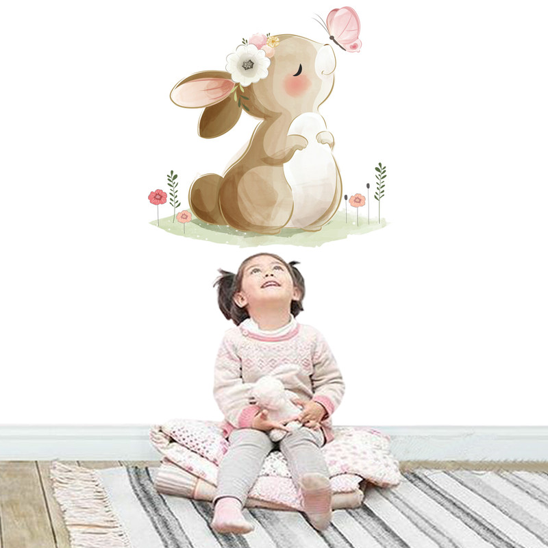 استیکر دیواری کودک مدل خرگوش و پروانه