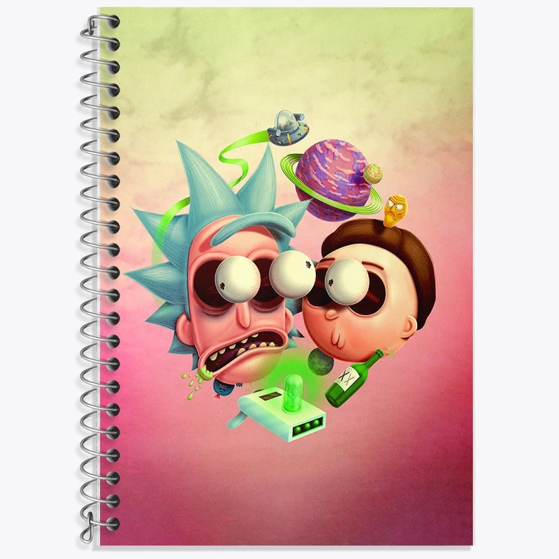 دفتر زبان 50 برگ خندالو مدل دو خط طرح ریک و مورتی (Rick and Morty) کد F136