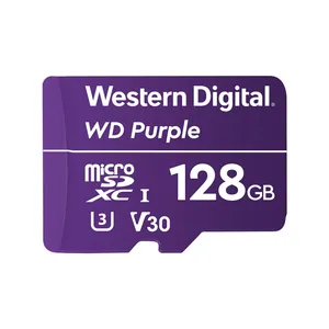 کارت حافظه microSDXC وسترن دیجیتال مدل Purple V30 کلاس 10 استاندارد UHS-I U3 سرعت 100MBps ظرفیت 128 گیگابایت به همراه آداپتور SD