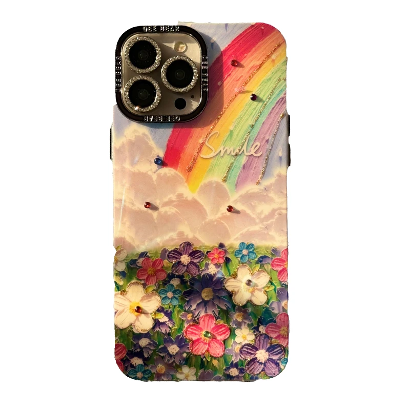 کاور طرح گل و رنگین کمان مناسب برای گوشی موبایل اپل iPhone 13 Pro Max