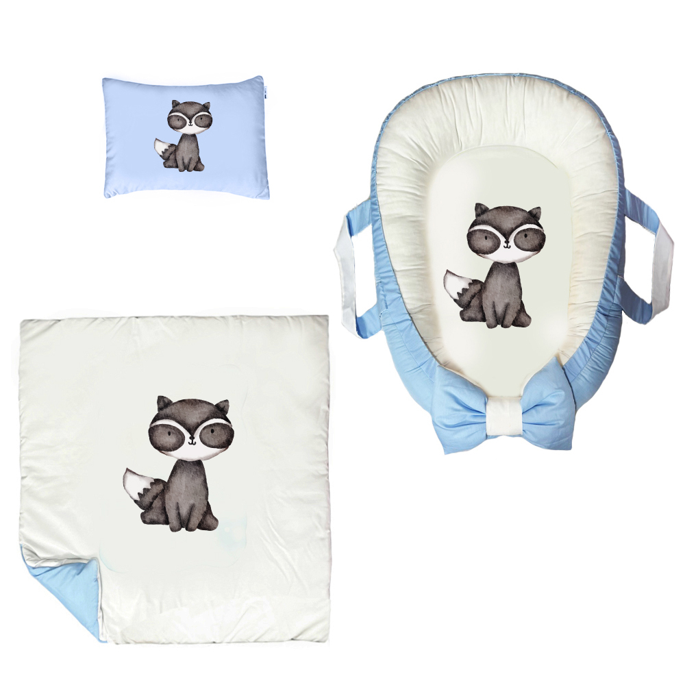 سرویس خواب سه تکه نوزاد مدل گارد محافظ دار طرح گربه کد 033