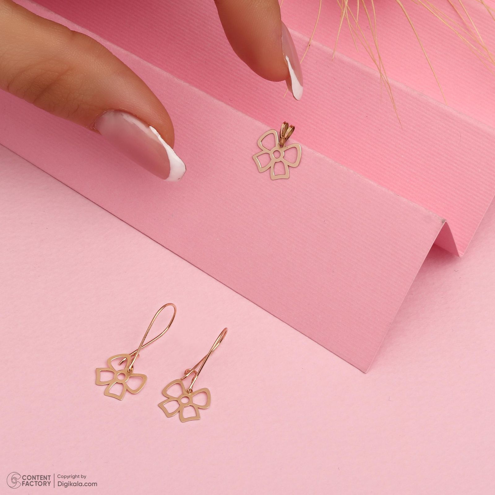 نیم ست طلا 18 عیار زنانه حافا گلد مدل پاپیون کد nim19 -  - 2