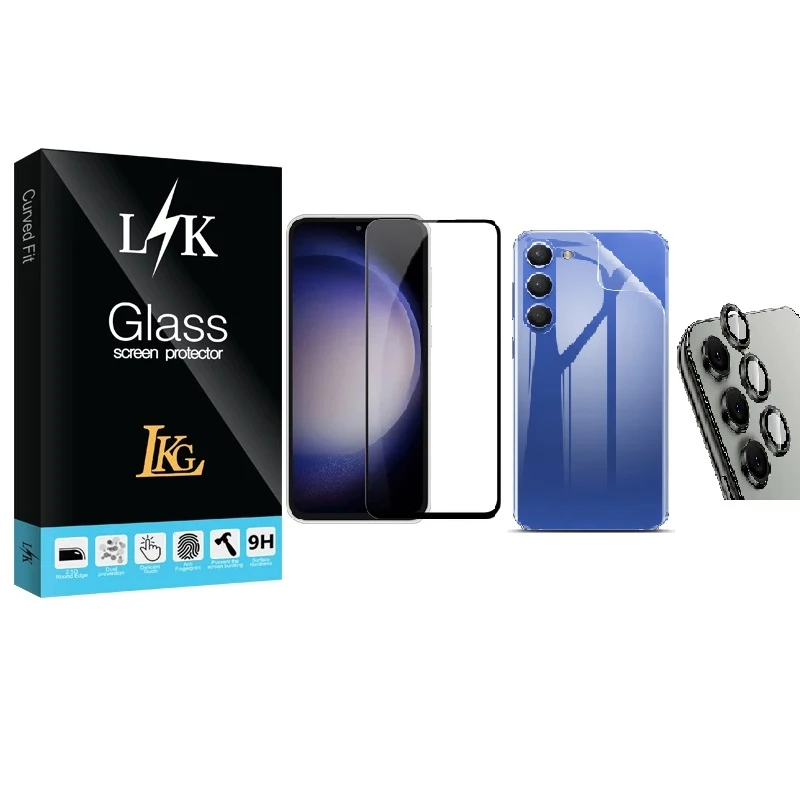 محافظ صفحه نمایش ال کا جی مدل LKK مناسب برای گوشی موبایل سامسونگ Galaxy S23 Fe به همراه محافظ پشت ومحافظ لنز دوربین 