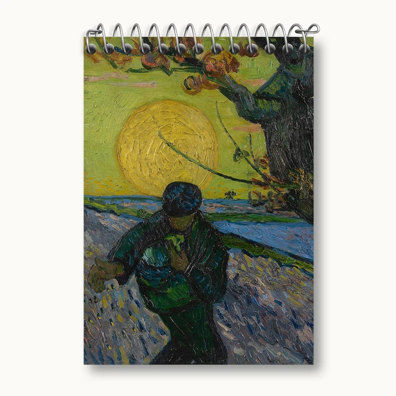 دفتر یادداشت 50 برگ خندالو مدل کاشت در غروب آفتاب ونسان ونگوگ (Van Gogh) کد 36820