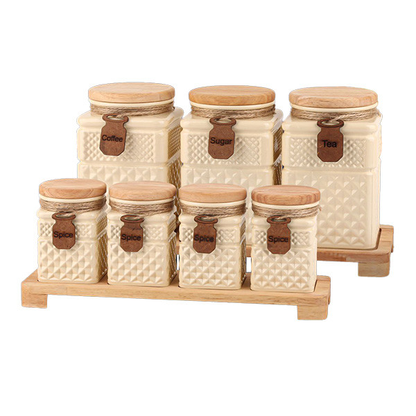 ست جا ادویه 7 پارچه مدل گلس کالر مربع