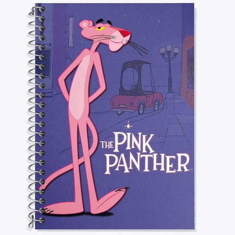 دفتر زبان 50 برگ خندالو مدل سه خط طرح پلنگ صورتی Pink Panther کد 1403