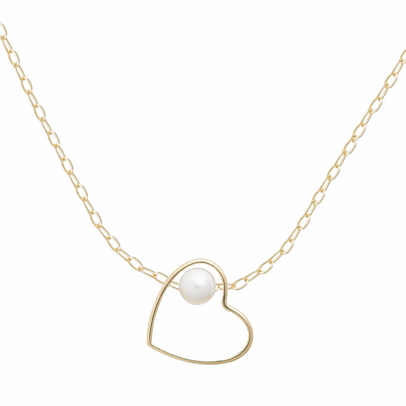 گردنبند طلا 18 عیار زنانه فرشته مدل قلب مرواریدی کد WNMR-00002