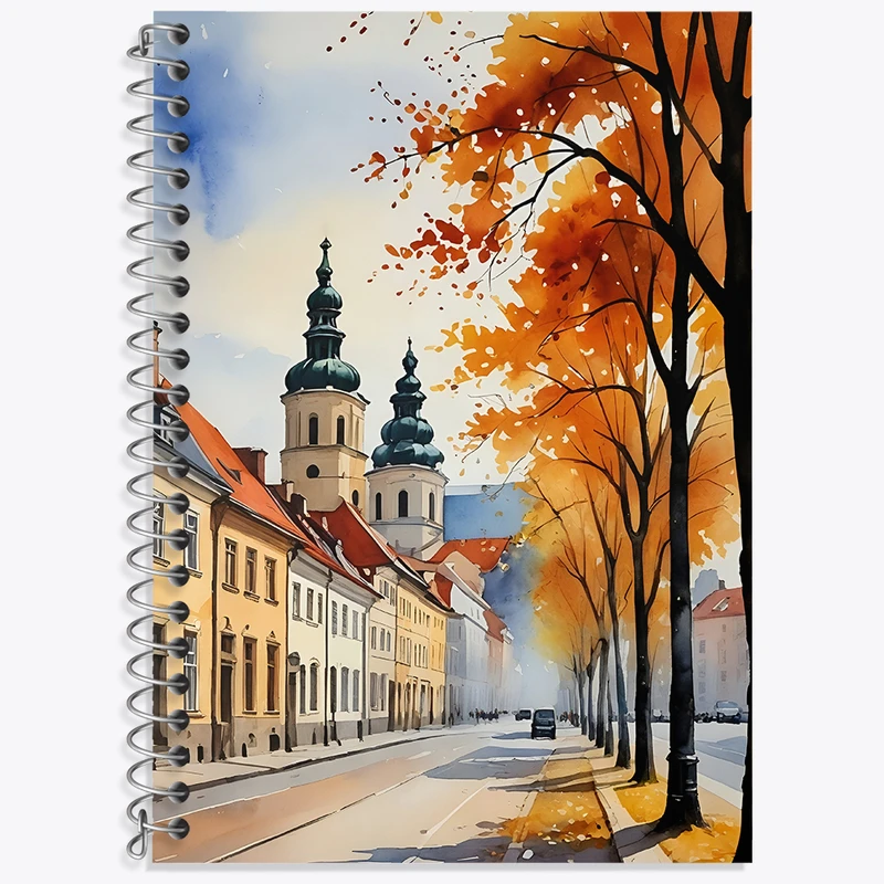 دفتر زبان 50 برگ خندالو مدل دو خط طرح منظره پاییزی کد N4401