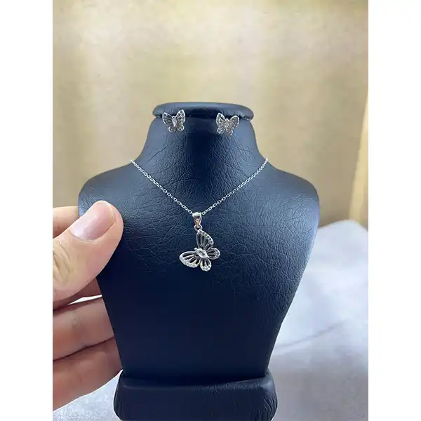 نیم ست نقره زنانه مدل پروانه ظریف کد 87879815