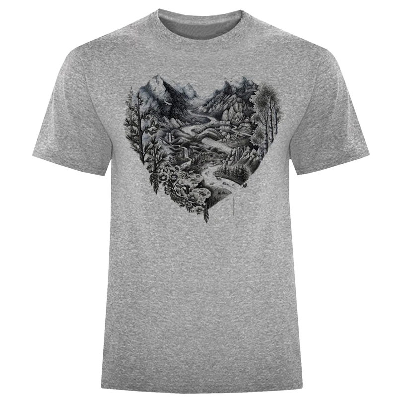 تیشرت آستین کوتاه مردانه طرح قلب کد W427