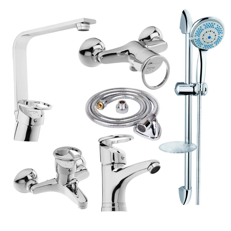 ست شیرالات شیر آلات بهداشتی و ساختمانی توفیق مدل تنسو النگویی مجموعه 6 عددی