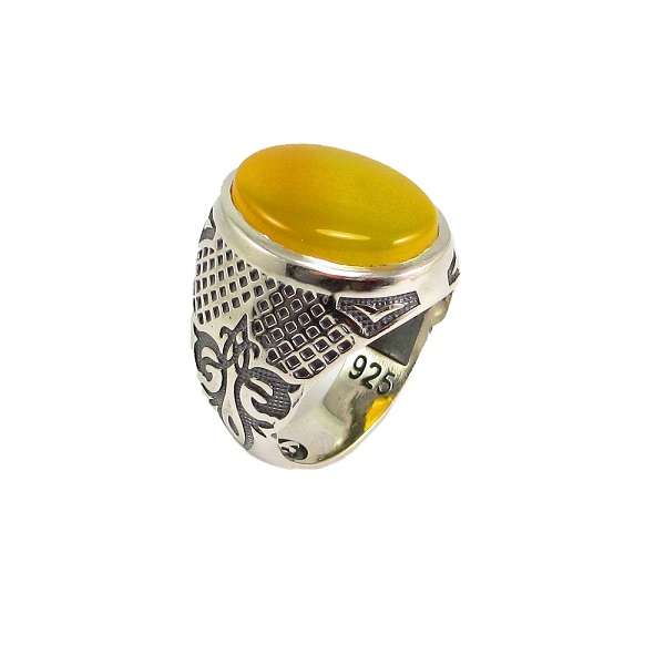 انگشتر نقره مردانه پارلا گوهر مدل شرف الشمس کد 3788