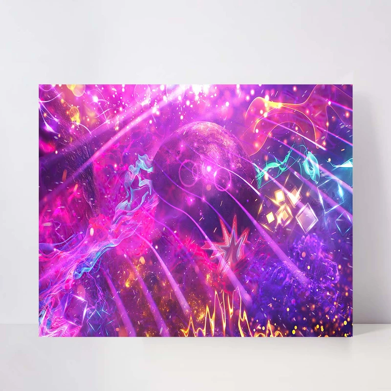 تابلو شاسی مدل nebula neon colors fractal glitch pattern waves کد S-14022