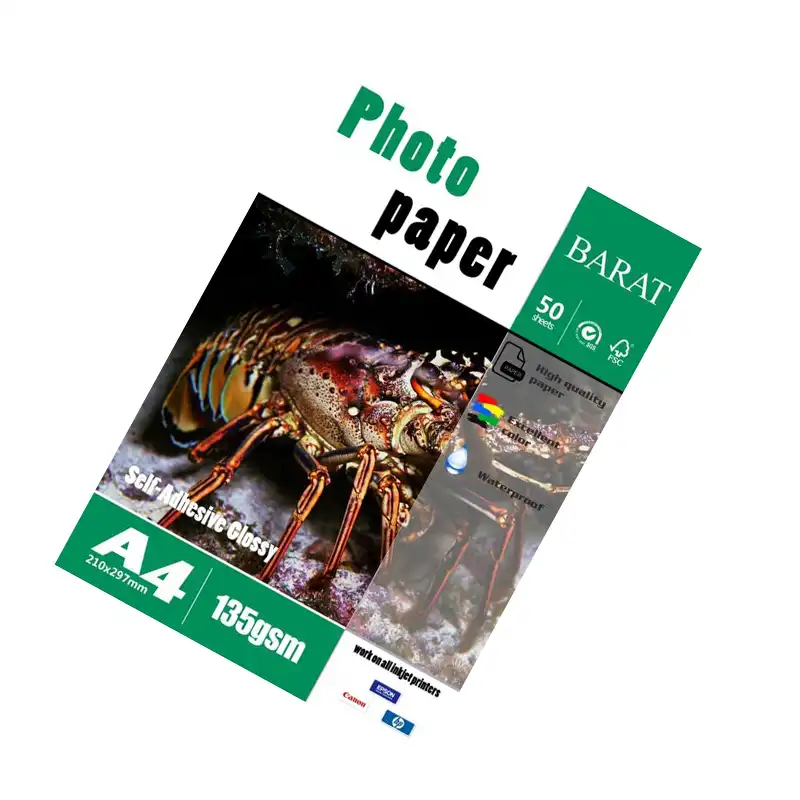 کاغذ پشت چسبدار فتوگلاسه بارات مدل 135GR سایز A4 بسته 50 عددی