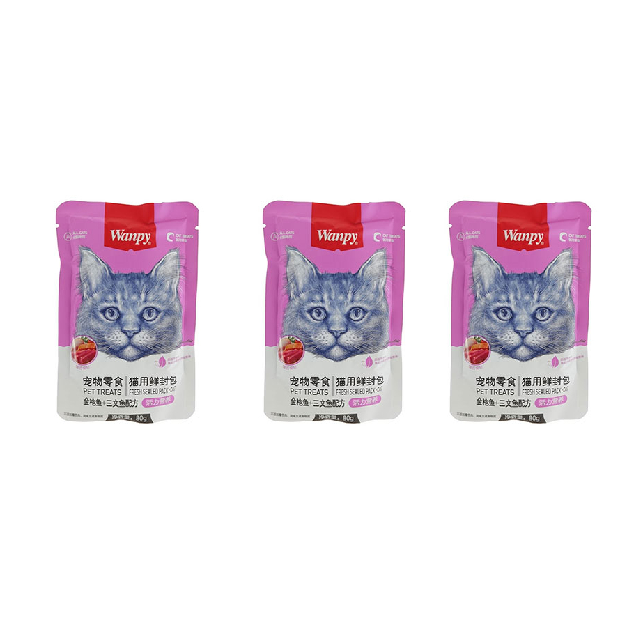 پوچگربه ونپی مدل ماهی تن و سالمون وزن 240 گرم بسته 3 عددی