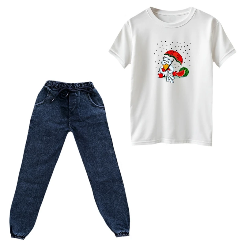 ست تی‌شرت و شلوار پسرانه مدل کلاغ و هندوانه یلدایی