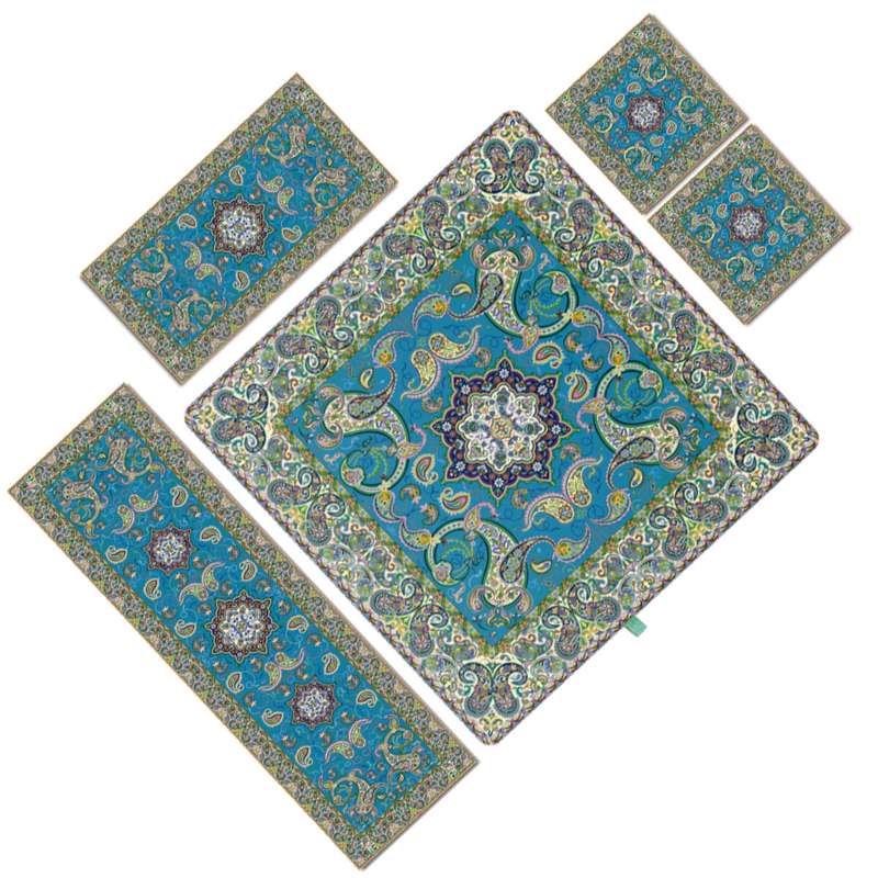 ست 5 تکه رومیزی ترمه حسینی مدل شاهکار کد 915
