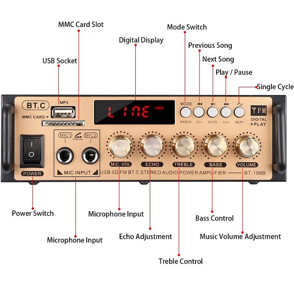 آمپلی فایر مدل   Facmogu BT-198B