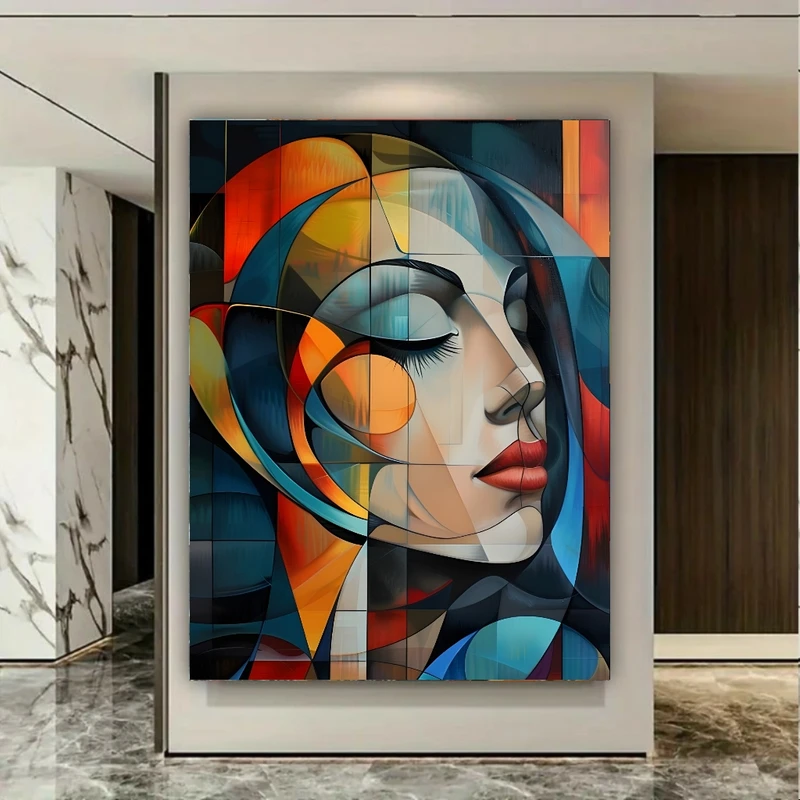 پوستر پارچه ای طرح مخمل انتزاعی چهره مدل رنگارنگ کد PY505