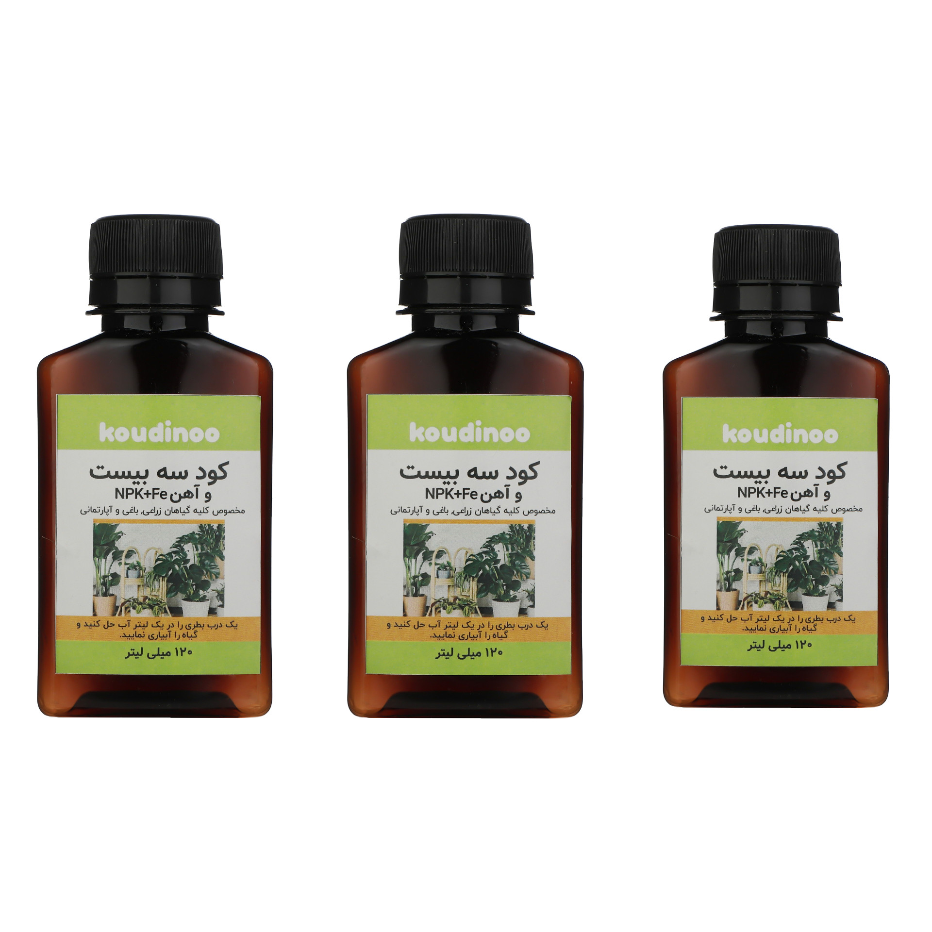 کود تقویتی مایع 20-20-20 و آهن مدل K-12 حجم 120 میلی لیتر بسته 3 عددی