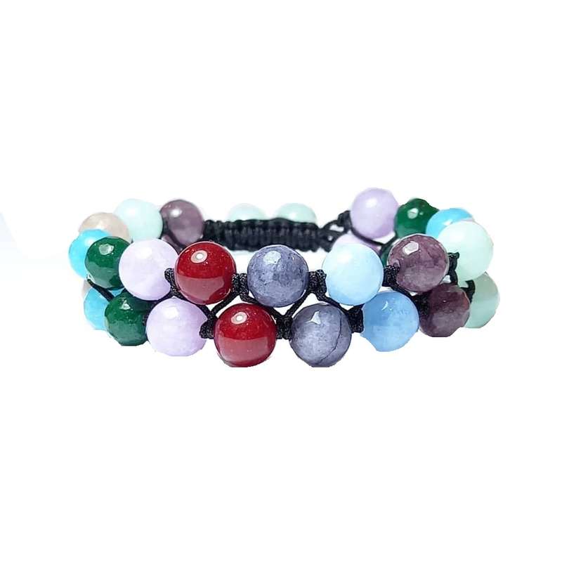 دستبند دخترانه مدل دو رج بافت سنگ جید