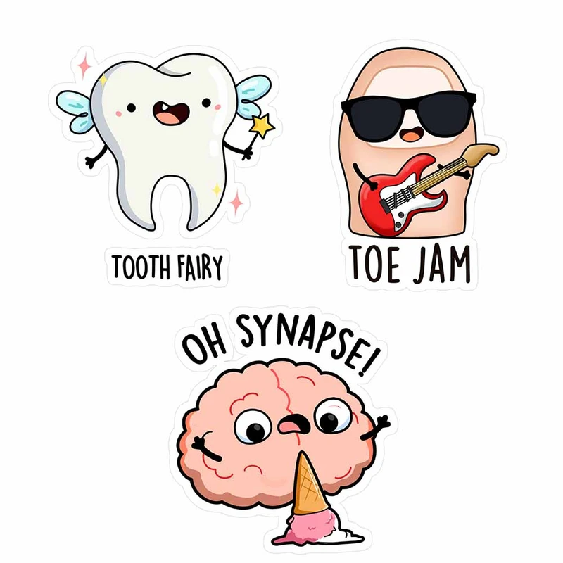 استیکر لپ تاپ و موبایل مدل انگشت و دندان و مغز مجموعه 3 عددی